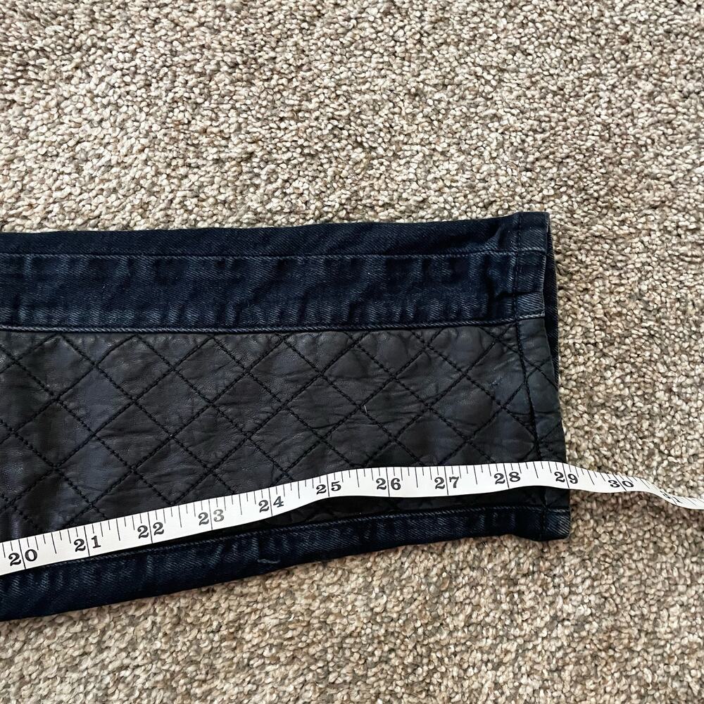 Joe's Jeans Corah Black Quilted Leather Knee Panel The Skinny Leg Jeans Size 29 - Picture 9 of 10